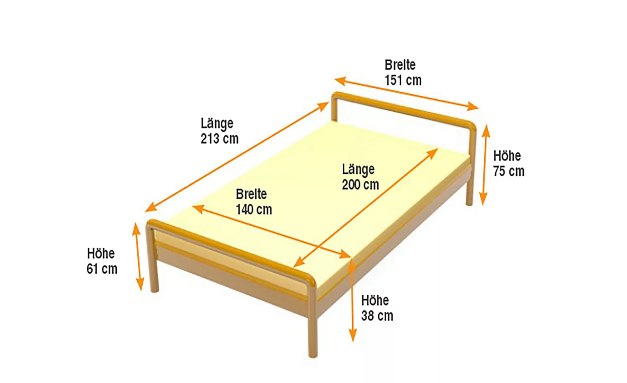 Metallbett  Sonja - weiß - 151 cm - 75 cm - 213 cm - Sconto günstig online kaufen