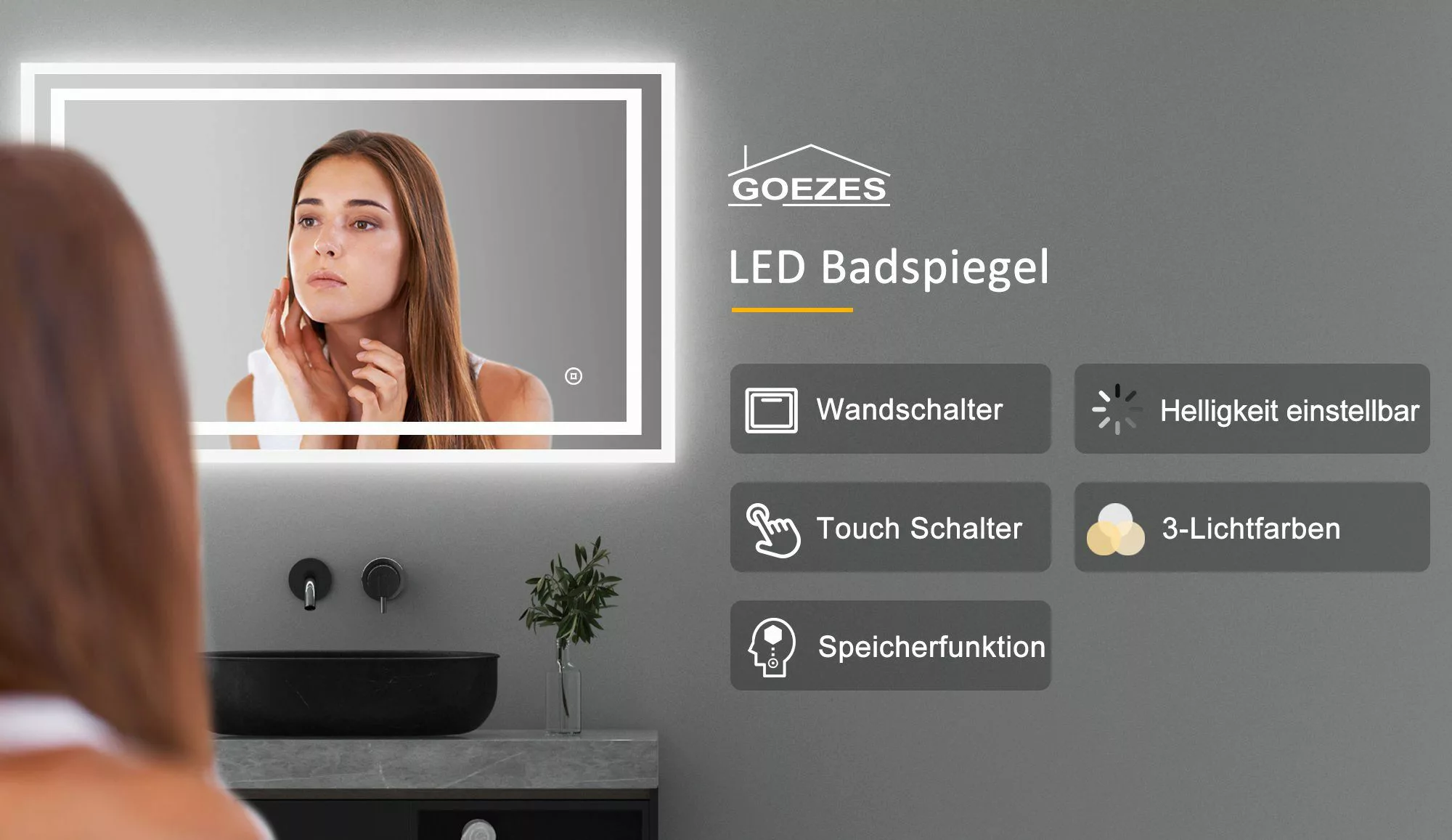 WDWRITTI Badspiegel LED Spiegel mit Touch günstig online kaufen