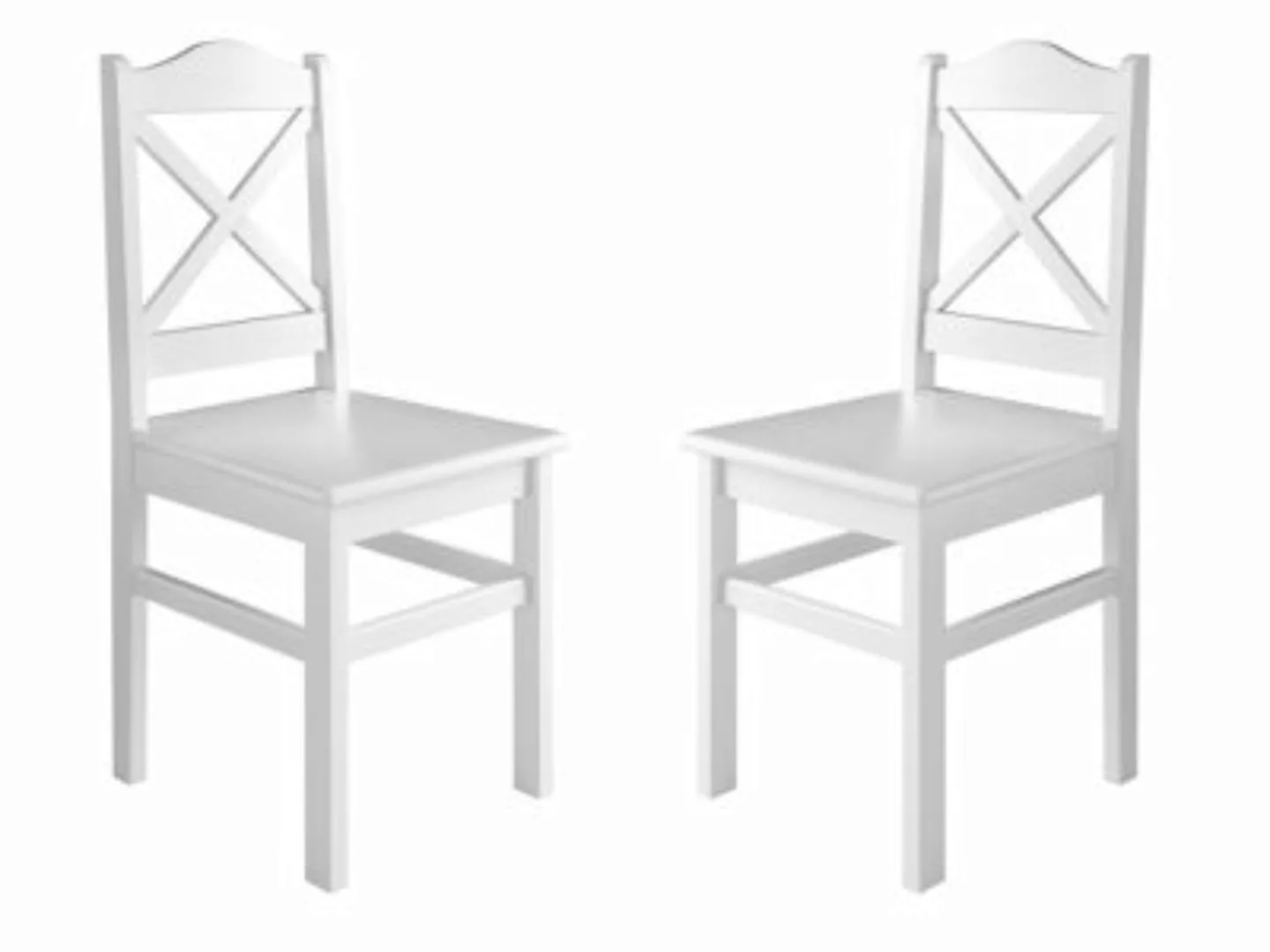 Erst-Holz® Massivholzstuhl Küchenstuhl Doppelpack 2 Stühle weiß günstig online kaufen