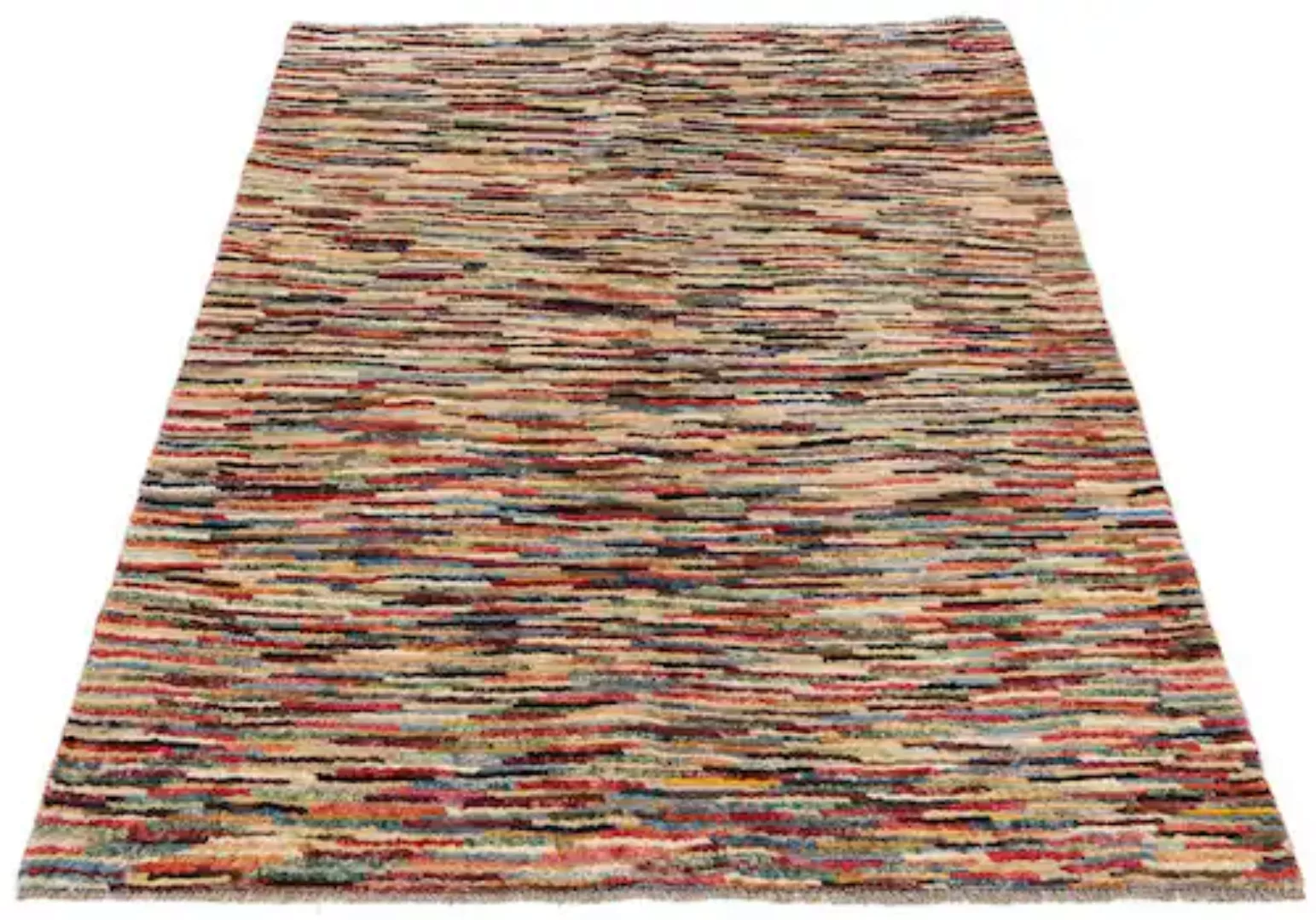 morgenland Wollteppich »Streifen Multicolore 155 x 128 cm«, rechteckig, Han günstig online kaufen