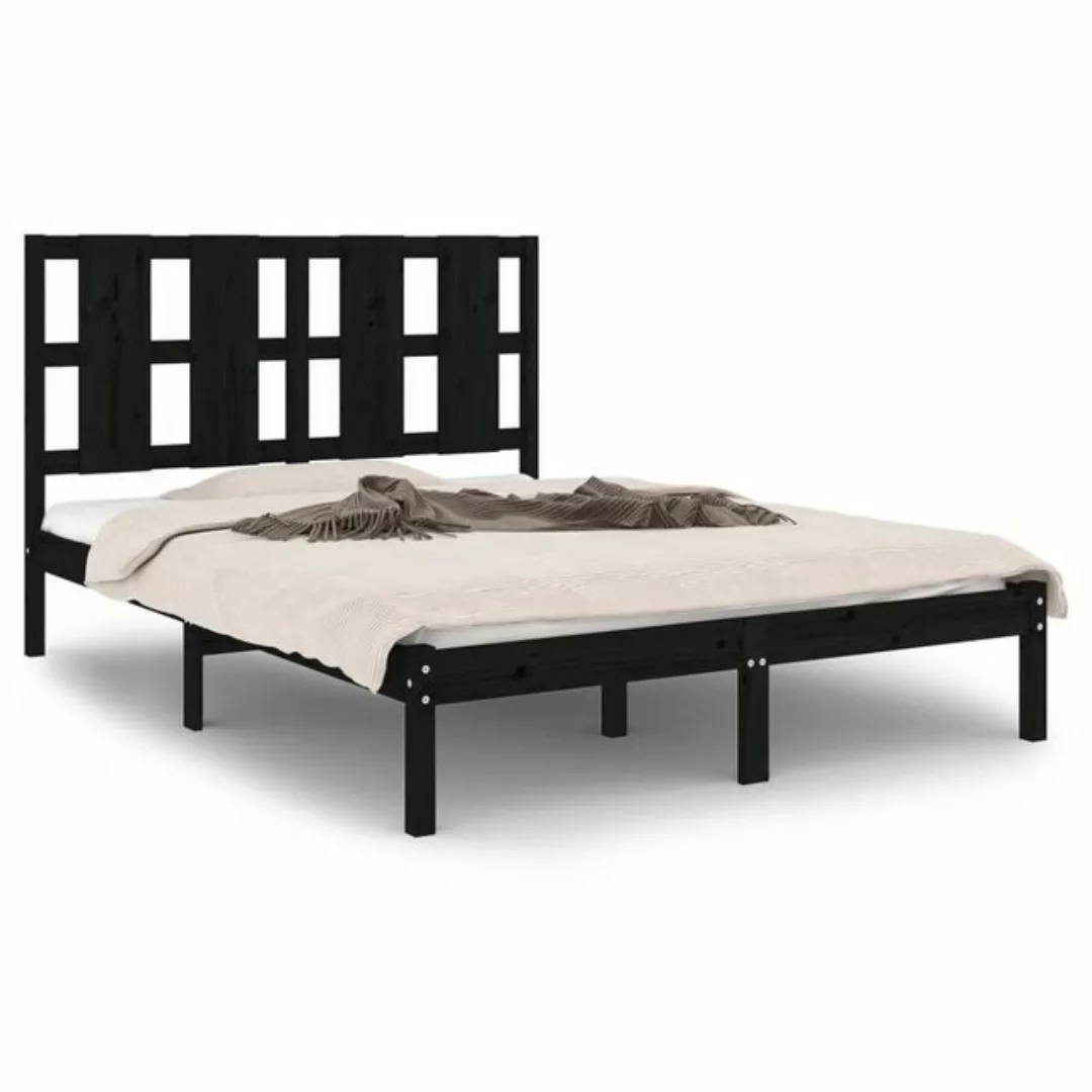 furnicato Bett Massivholzbett Schwarz Kiefer 140x200 cm günstig online kaufen