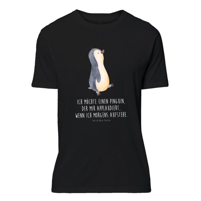 Mr. & Mrs. Panda T-Shirt Pinguin marschierend - Schwarz - Geschenk, zufried günstig online kaufen