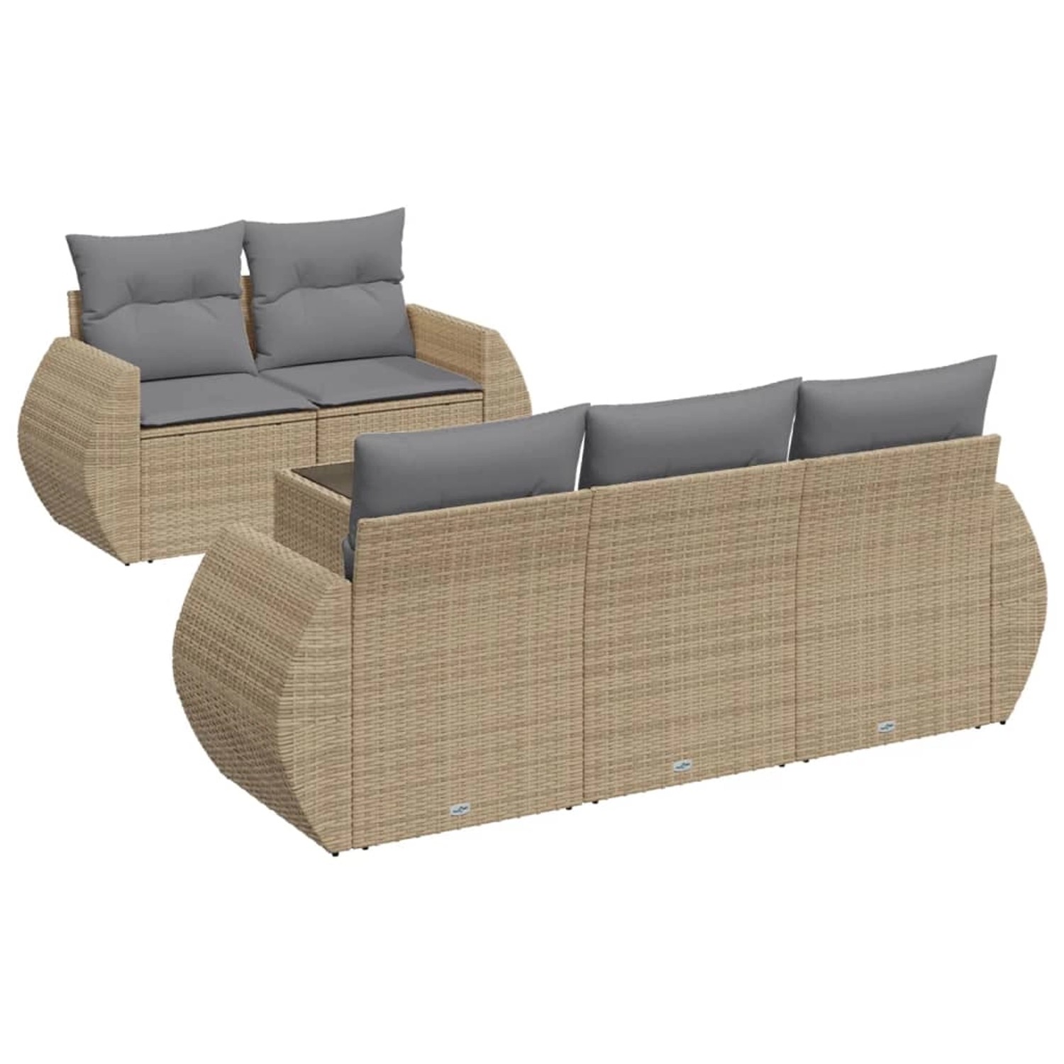 vidaXL 6-Tlg Garten-Sofagarnitur mit Kissen Beige Poly Rattan 3221098 günstig online kaufen