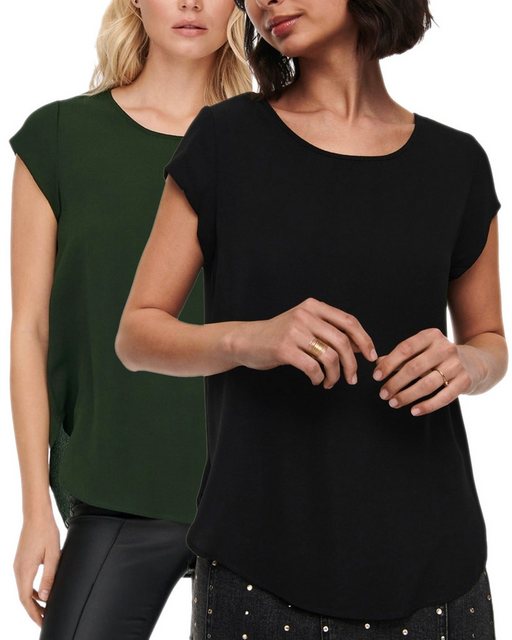 ONLY Shirtbluse (2er Pack) Basic Shirt mit gekreppten Muster im Doppelpack günstig online kaufen