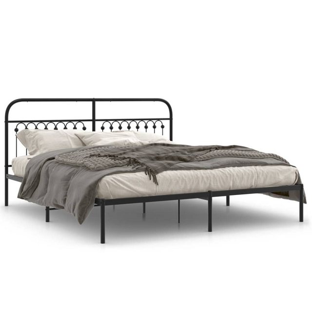 vidaXL Bett, Bettgestell mit Kopfteil Metall Schwarz 183x203 cm günstig online kaufen