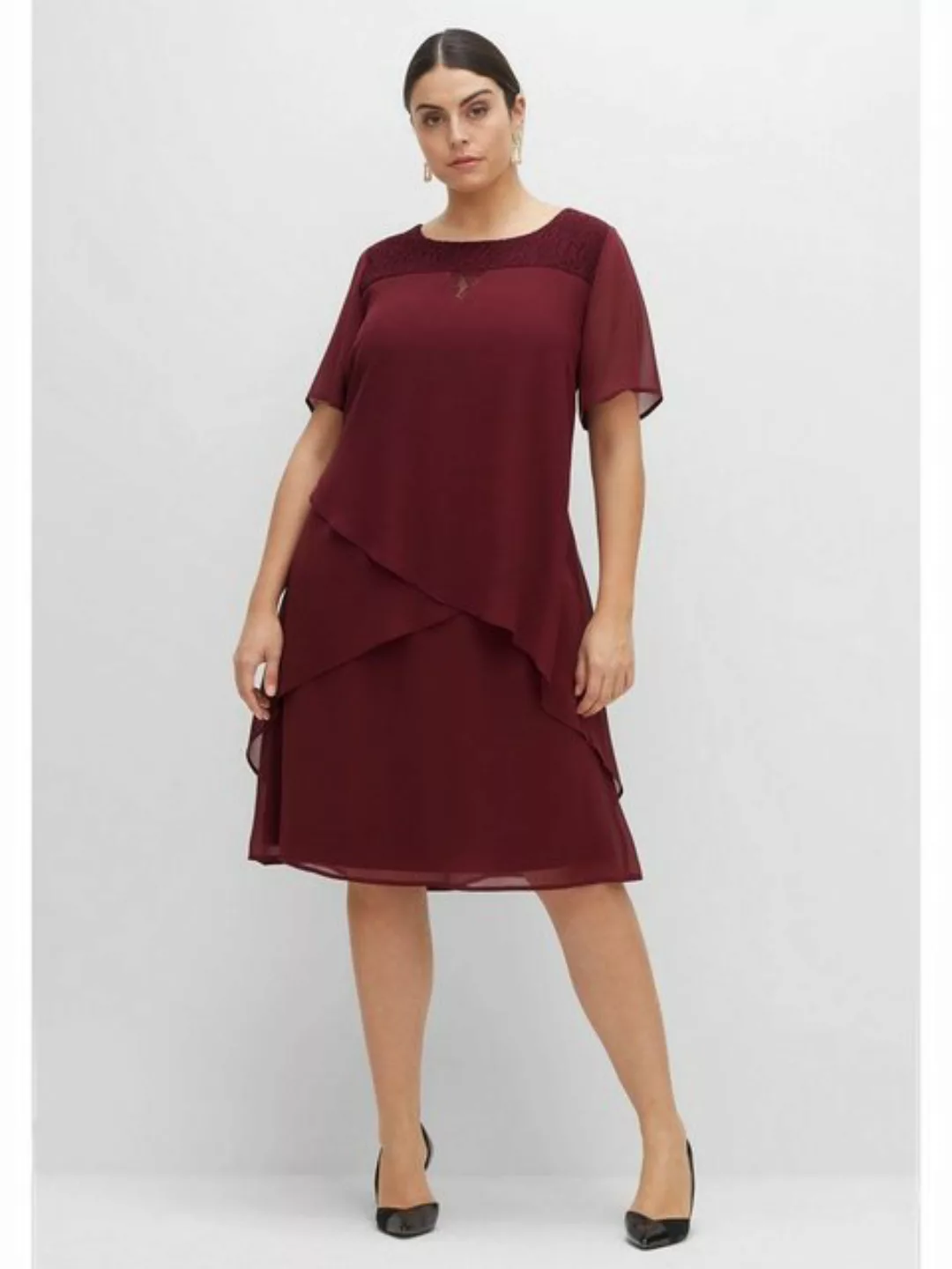 Sheego Abendkleid Große Größen mit asymetrischen Volants günstig online kaufen