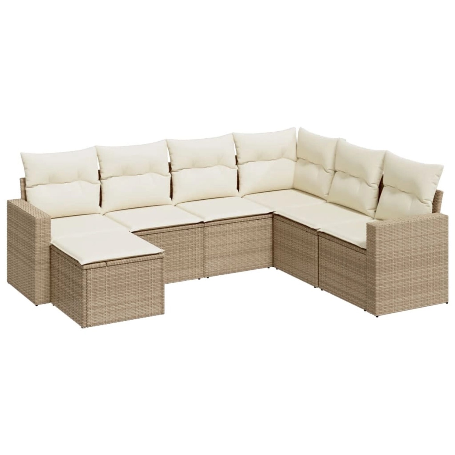 vidaXL 7-Tlg Garten-Sofagarnitur mit Kissen Beige Poly Rattan 3219288 günstig online kaufen