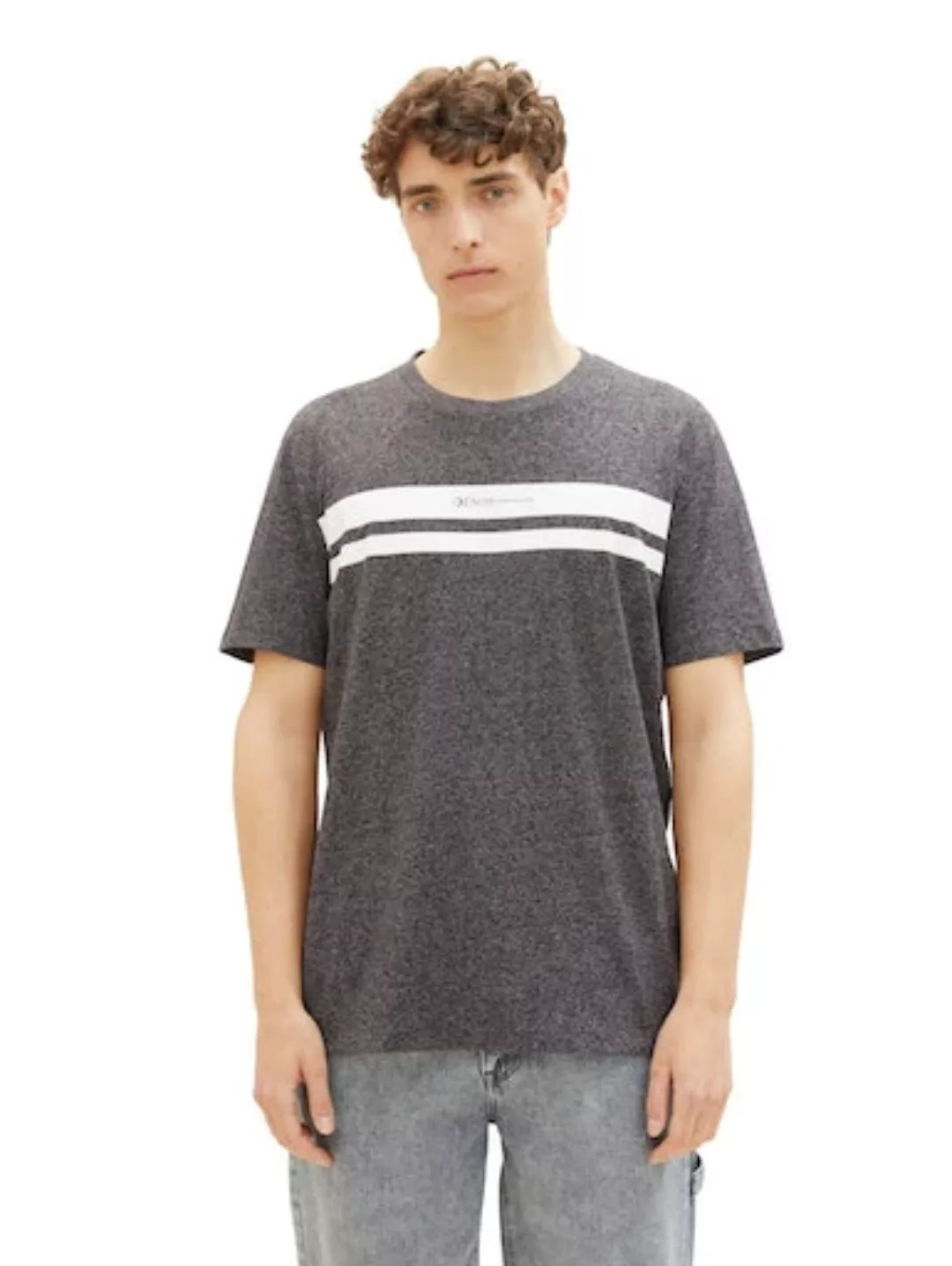 Tom Tailor Denim Herren T-Shirt DOUBLE STRIPE - Regular Fit günstig online kaufen
