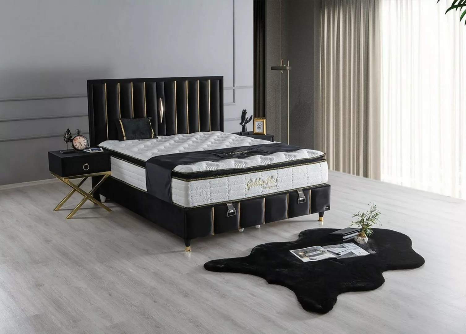 Villa Möbel Boxspringbett GOLDEN (Bett Set, Bettset), Bettkasten mit XXL St günstig online kaufen