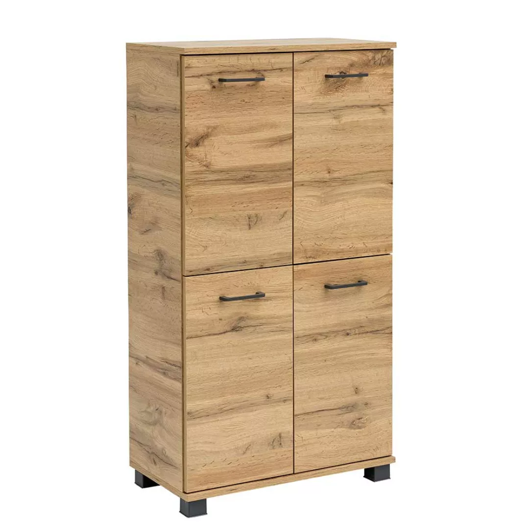 Badezimmer Highboard in Wildeichefarben Touchwood 4 türig Made in Germany günstig online kaufen