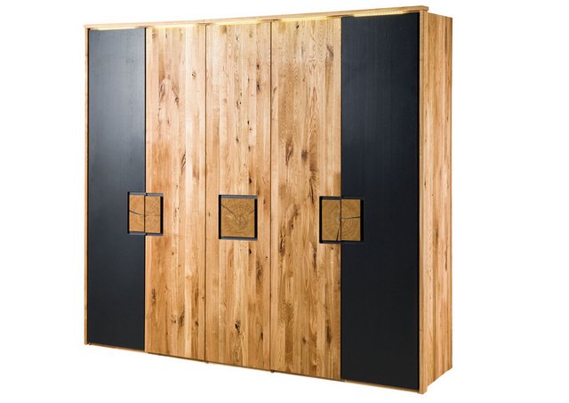 Massivmoebel24 Kleiderschrank (Basic, Wildeiche 241x60x219 natur geölt/lack günstig online kaufen