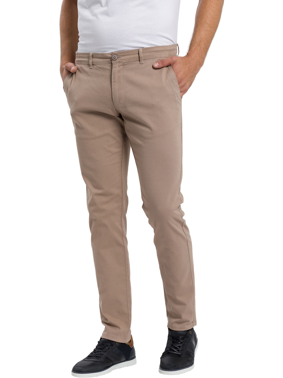 Cross Jeans Herren Slim Tapered Chino Hose - Slim Tapered Fit - Beige günstig online kaufen