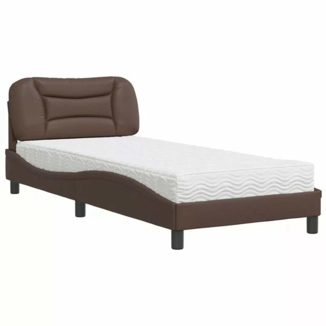 vidaXL Bett Bett mit Matratze Braun 90x190 cm Kunstleder günstig online kaufen