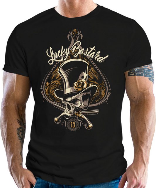 GASOLINE BANDIT® T-Shirt für Biker im Rockabilly Racer Hot Rod Design: Luck günstig online kaufen