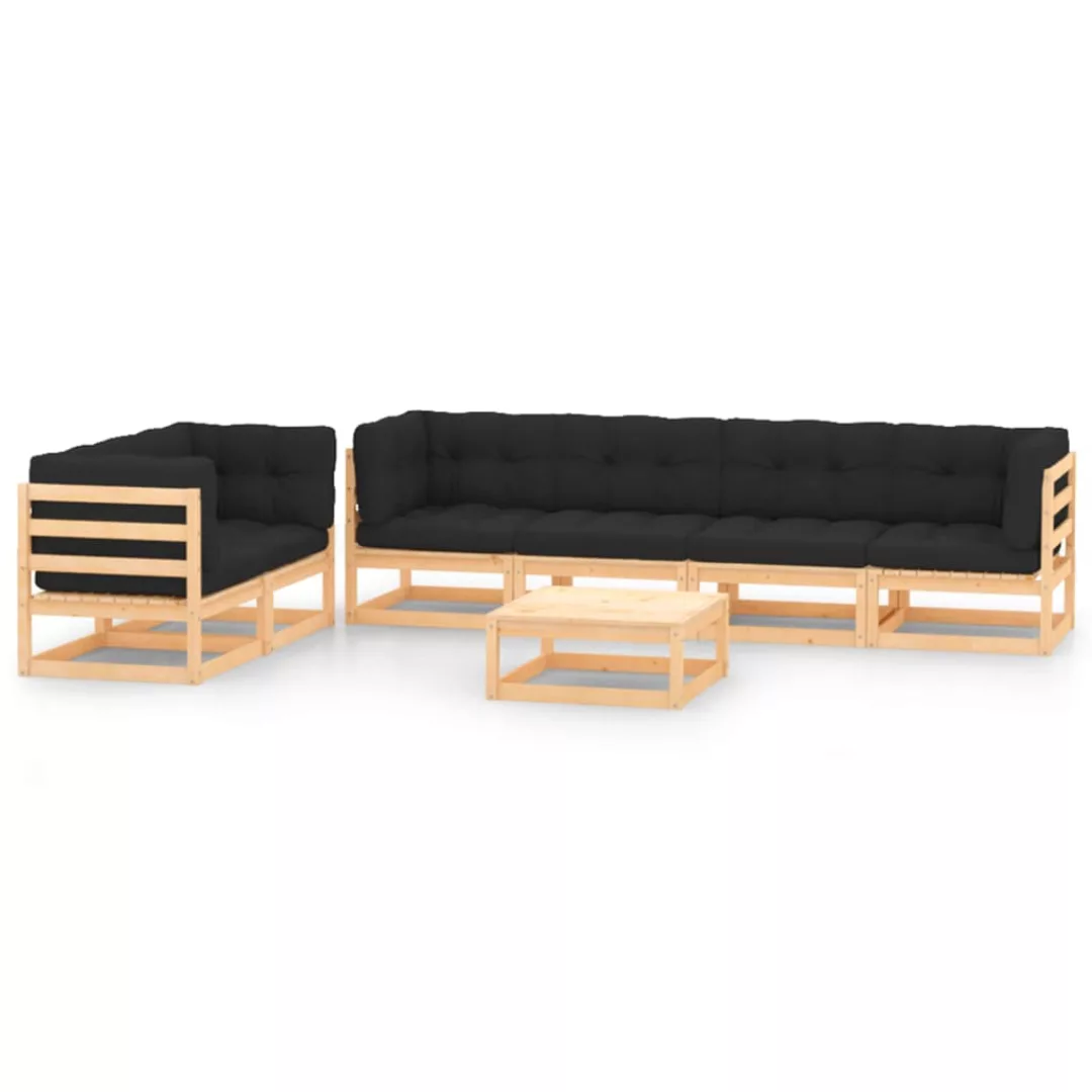 Vidaxl 7-tlg. Garten-lounge-set Mit Anthrazit Kissen Massivholz Kiefer günstig online kaufen