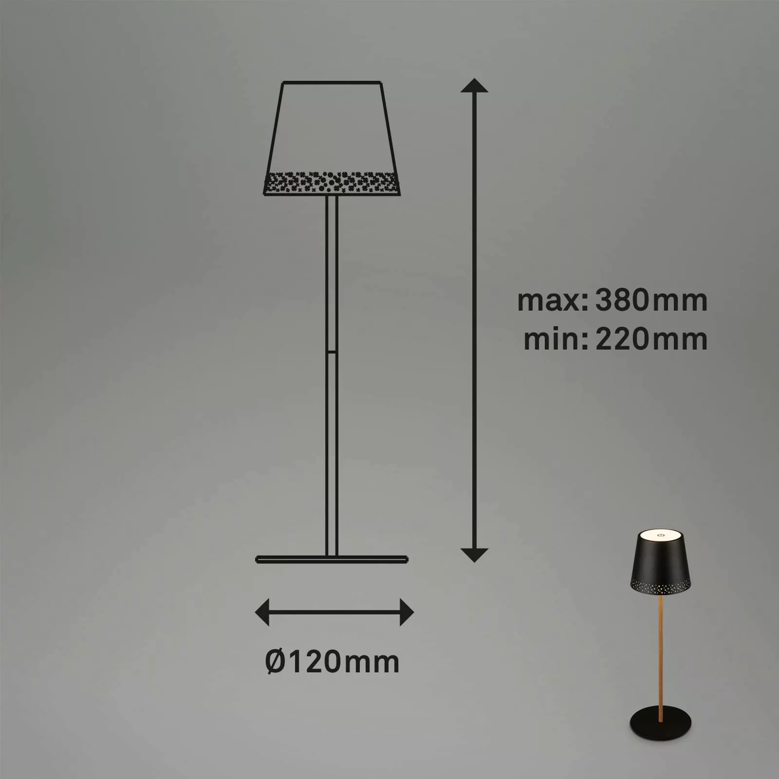 LED-Tischleuchte Kiki mit Akku 3.000K schwarz/gold günstig online kaufen