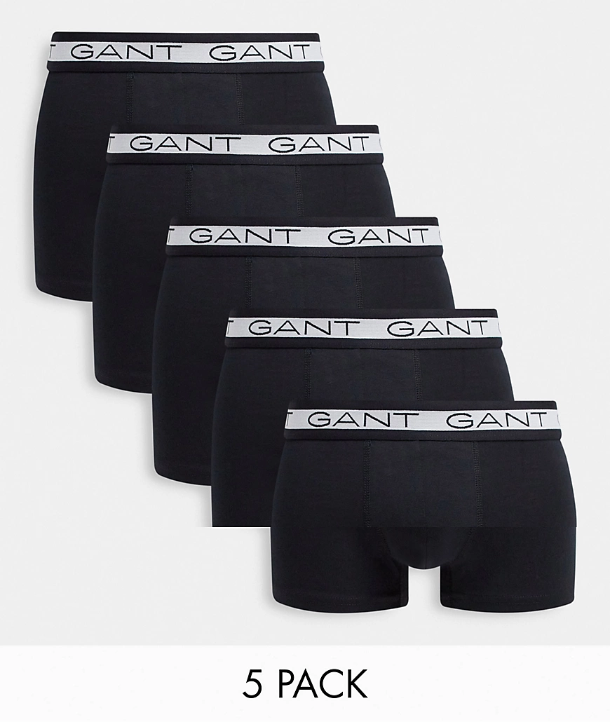Gant – Unterhosen in Schwarz mit Logobund im 5er-Pack günstig online kaufen