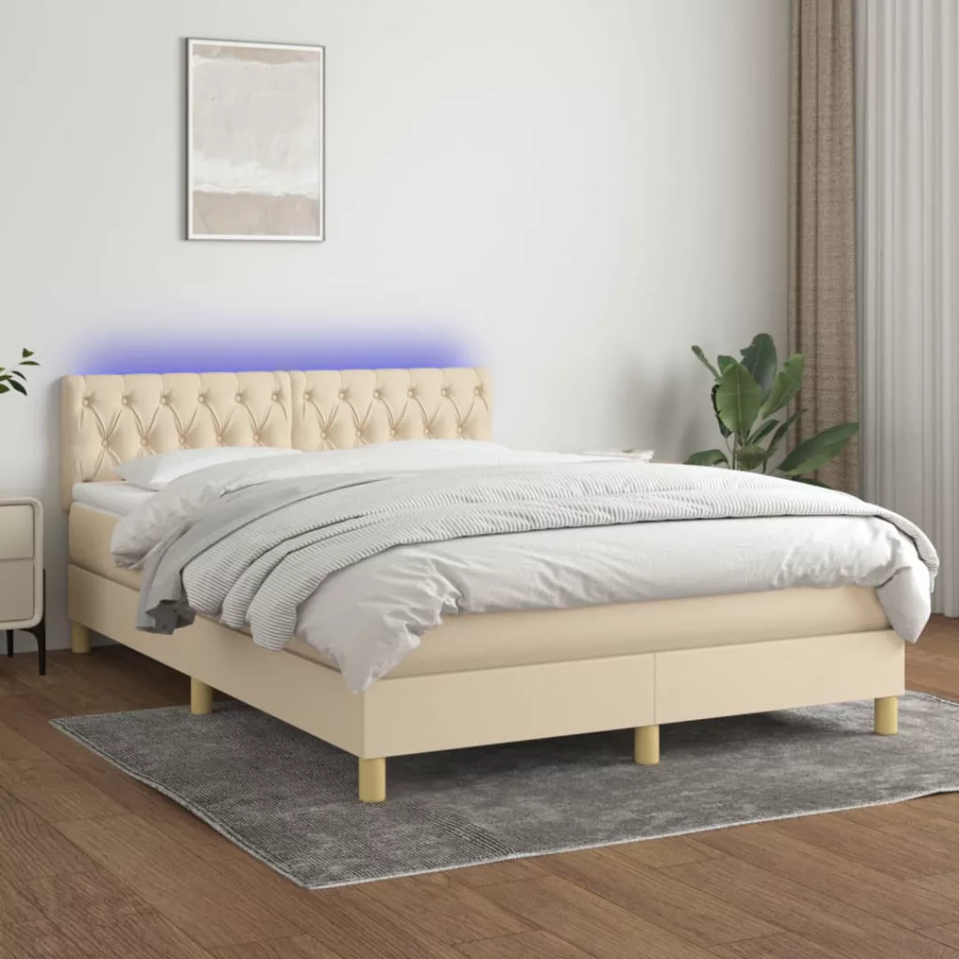 Vidaxl Boxspringbett Mit Matratze & Led Creme 140x200 Cm Stoff günstig online kaufen