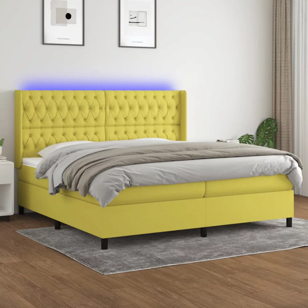 Vidaxl Boxspringbett Mit Matratze & Led Grün 200x200 Cm Stoff günstig online kaufen