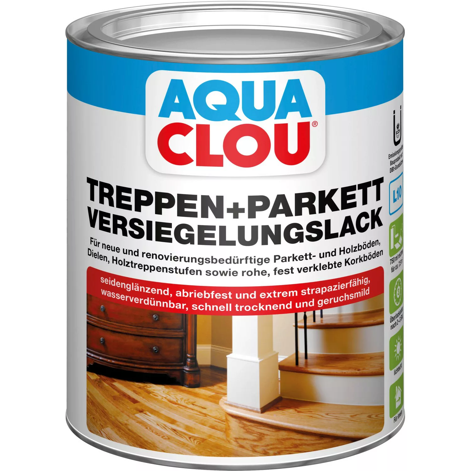 Aqua Clou Treppen+Parkett Versiegelungslack seidenglänzendl 750 ml günstig online kaufen