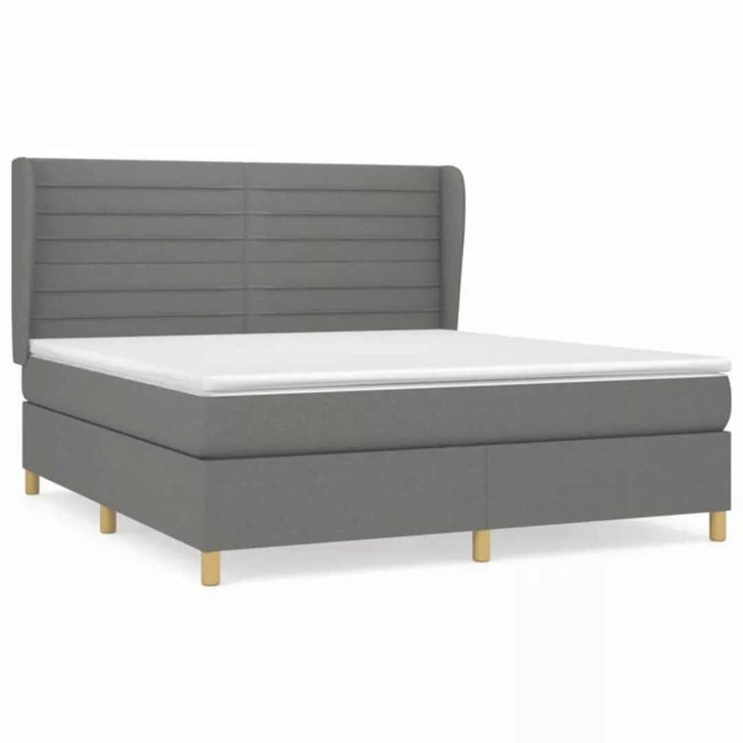 vidaXL Bettgestell Boxspringbett mit Matratze Dunkelgrau 180x200 cm Stoff B günstig online kaufen