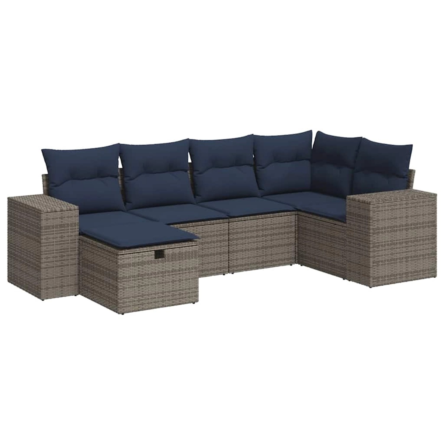 vidaXL 6-Tlg Garten-Sofagarnitur mit Kissen Grau Poly Rattan 3325687 günstig online kaufen