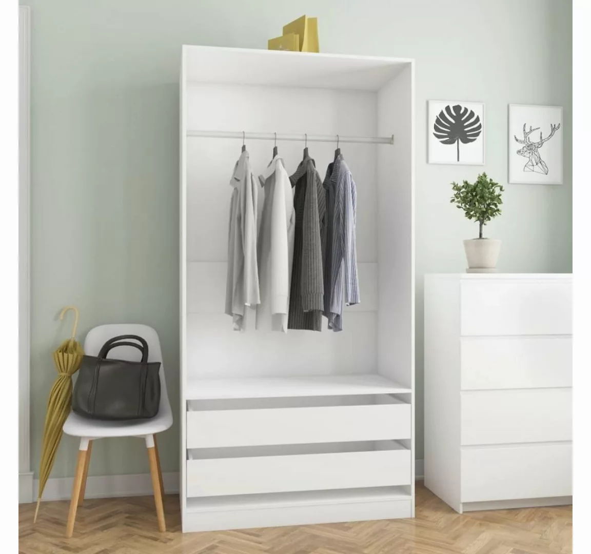 furnicato Kleiderschrank Weiß 100x50x200 cm Holzwerkstoff günstig online kaufen