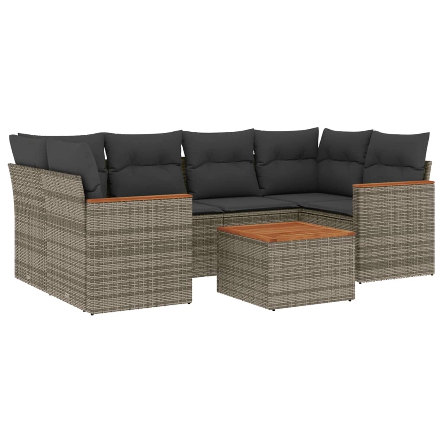 vidaXL 7-Tlg Garten-Sofagarnitur mit Kissen Grau Poly Rattan 3225801 günstig online kaufen