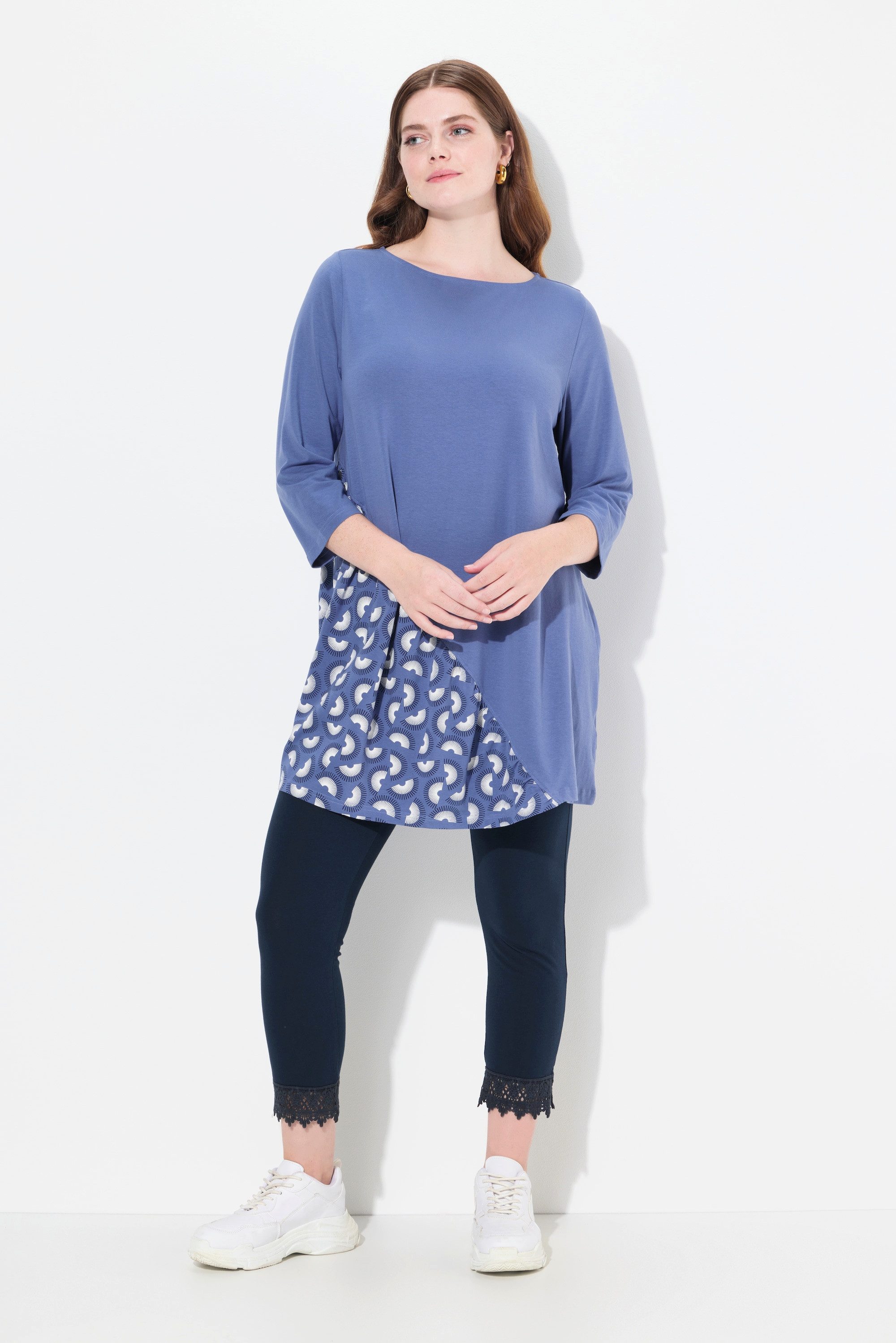 Ulla Popken Longshirt Shirt A-Linie U-Boot-Ausschnitt günstig online kaufen