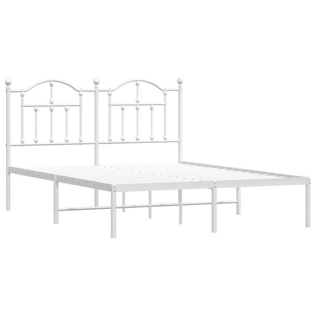 vidaXL Bettgestell Bettrahmen mit Kopfteil Metall Weiß 140x190 cm Bett Bett günstig online kaufen