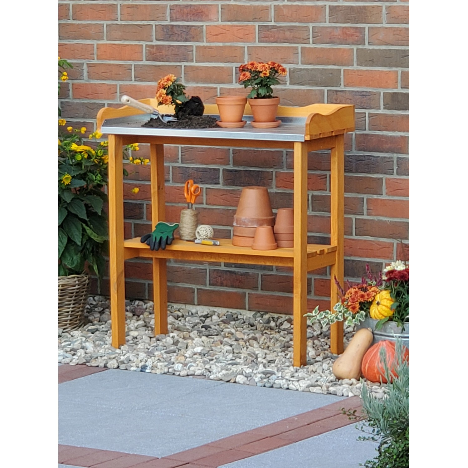 Pflanztisch mit verzinkter Arbeitsfläche 84 cm x 38 cm x 90 cm günstig online kaufen