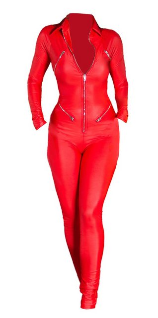 Koucla Overall mit zips, Wetlook langarm Jumpsuit günstig online kaufen