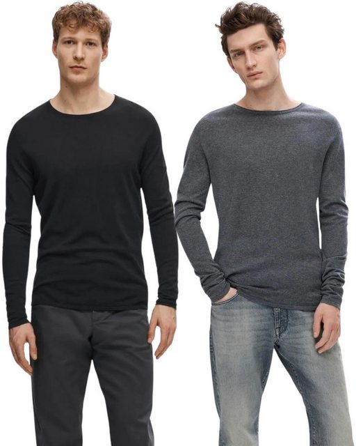 SELECTED HOMME Langarmshirt Basic Feinstrick Pullover im Doppelpack günstig online kaufen