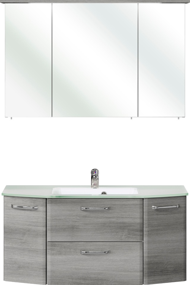 Saphir Badmöbel-Set "Quickset 2-teilig, Glaswaschtisch mit LED-Spiegelschra günstig online kaufen