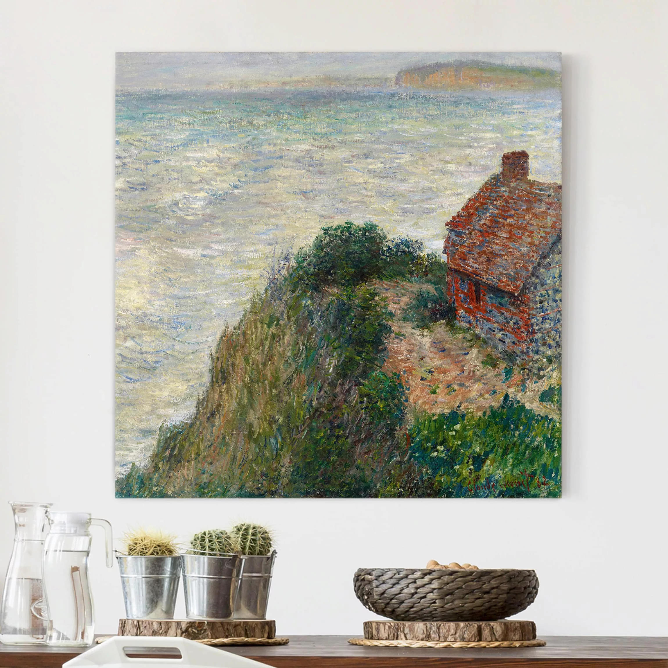 Leinwandbild Kunstdruck - Quadrat Claude Monet - Fischerhaus Petit Ailly günstig online kaufen