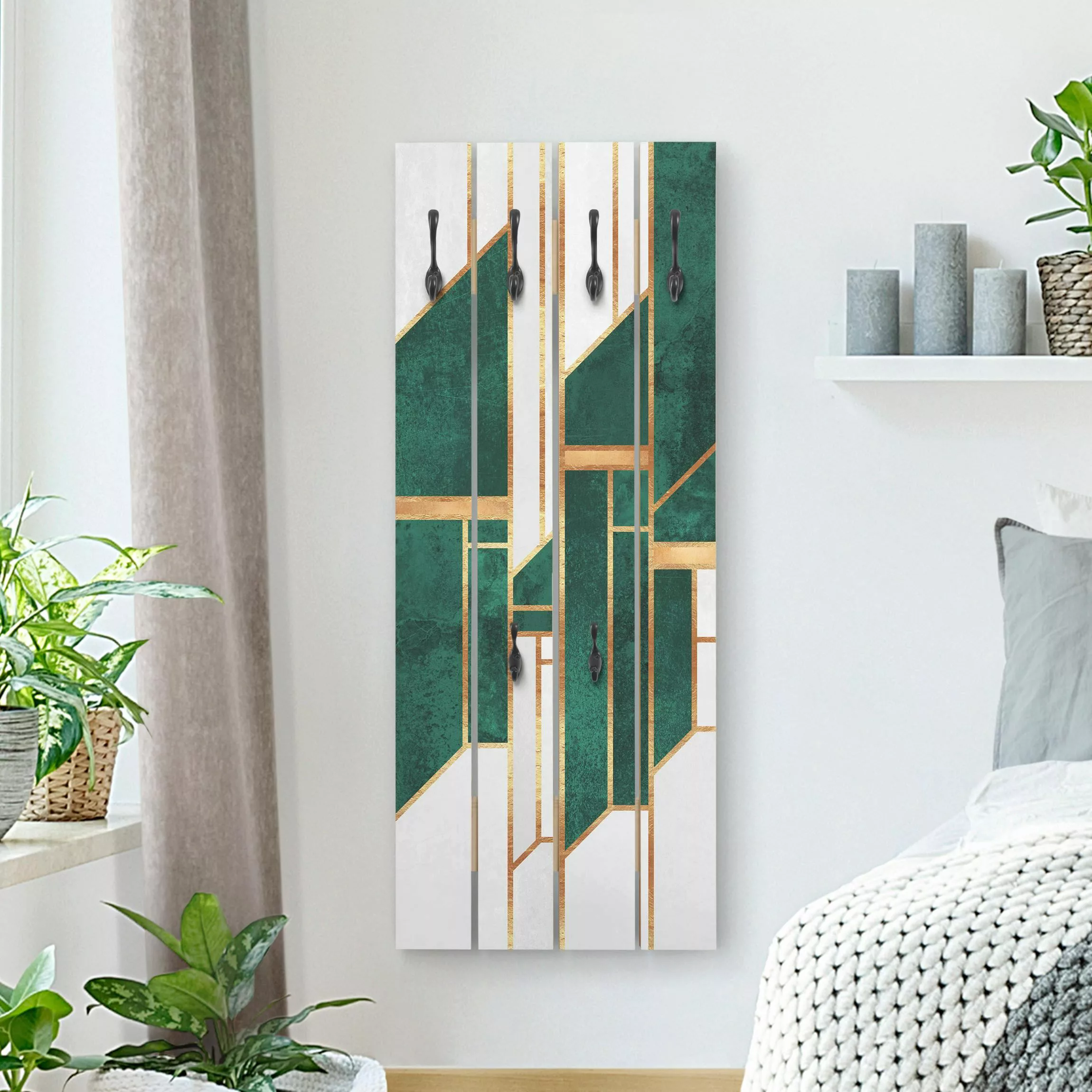 Wandgarderobe Emerald und Gold Geometrie günstig online kaufen