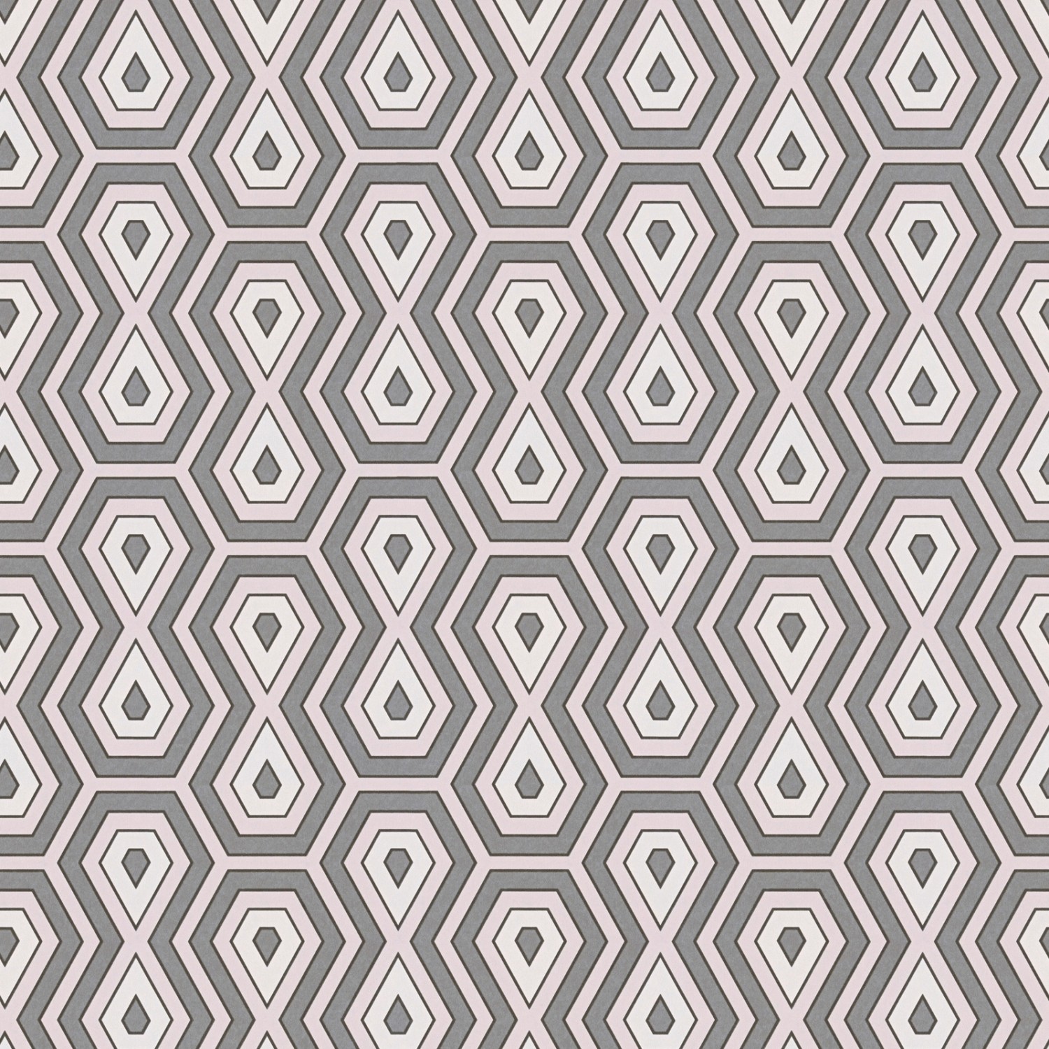 Bricoflor Vlies Mustertapete Geometrisch Retro Tapete in Grau Weiß Rosa für günstig online kaufen