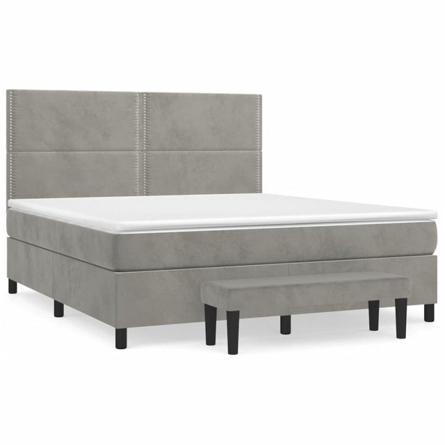 vidaXL Boxspringbett Boxspringbett mit Matratze Hellgrau 180x200 cm Samt Be günstig online kaufen