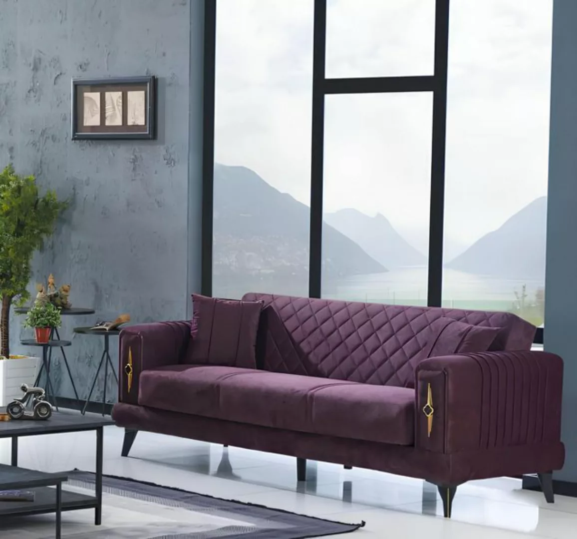 JVmoebel 3-Sitzer Design Lila Sofa 3 Sitzer Wohnzimmer Textil Polstermöbel günstig online kaufen