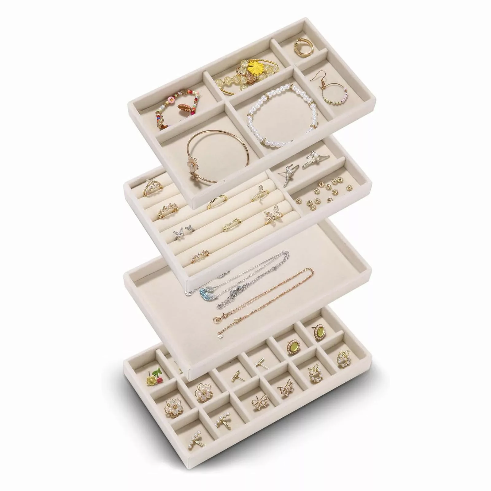 LEAZZLE Schmuckablage Schmuckaufbewahrungsbox Schmucktablett Schmuckorganis günstig online kaufen