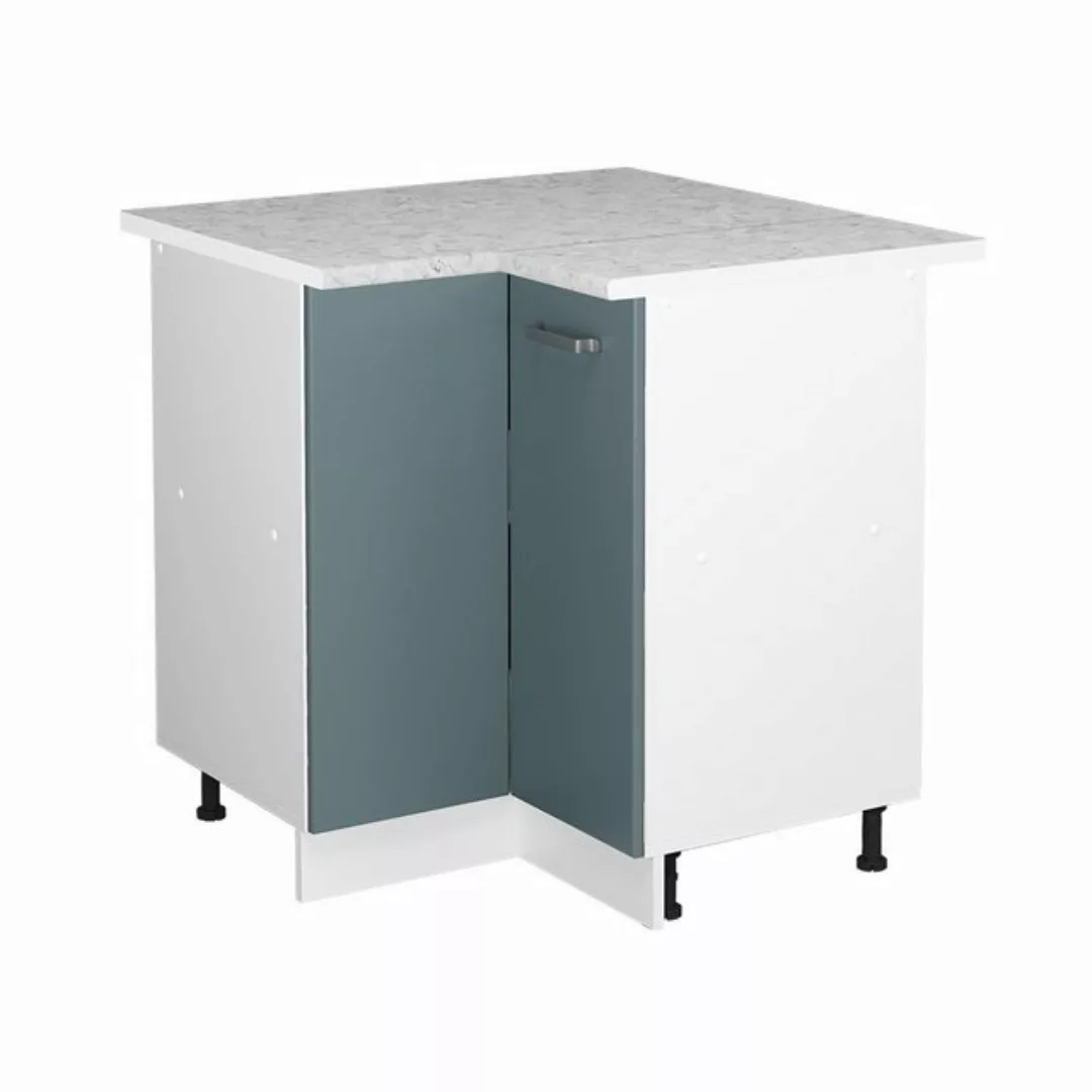 Vicco Eckunterschrank Unterschrank+Arbeitsplatte R-Line Weiß BlauGrau 87 cm günstig online kaufen