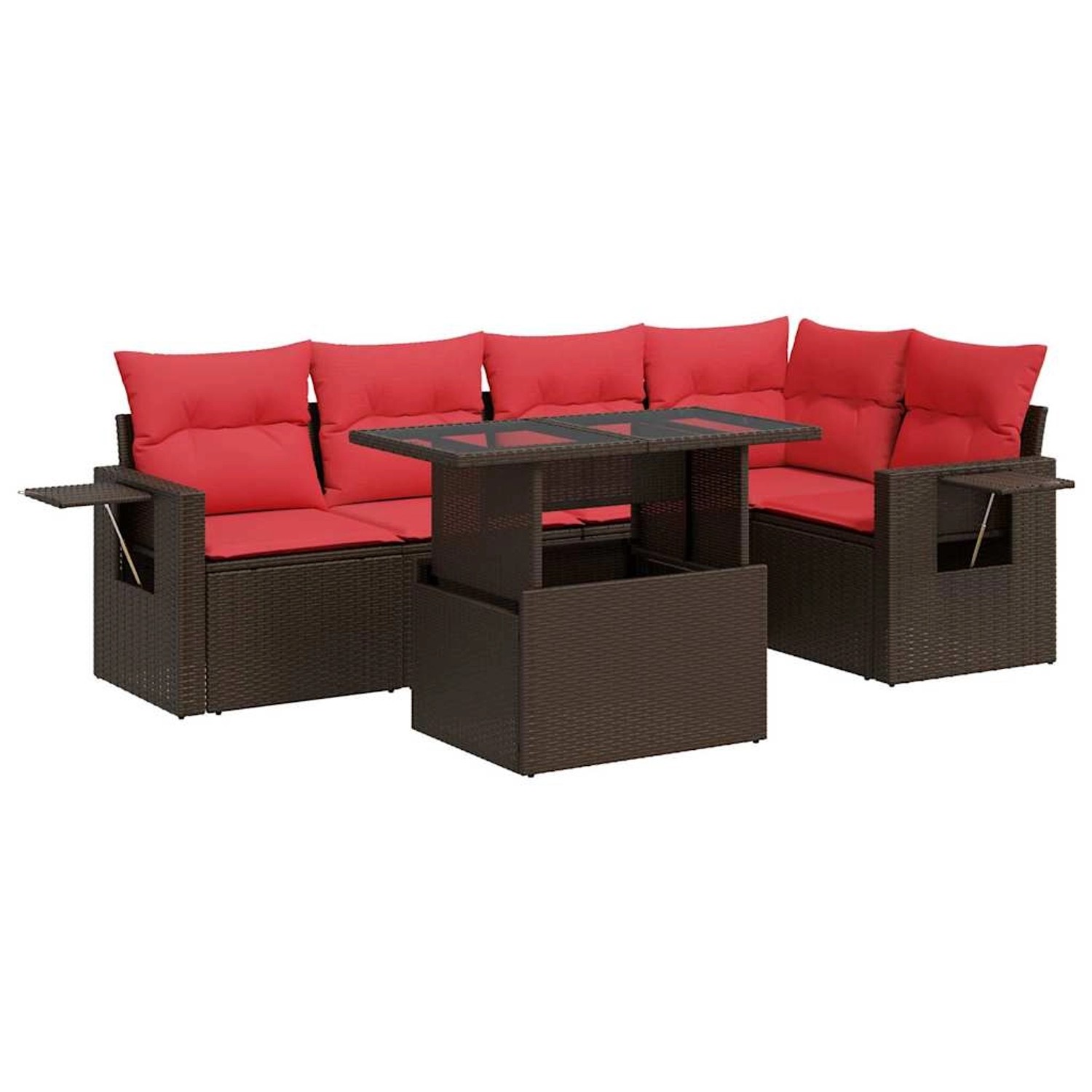 vidaXL 6-Tlg Garten-Sofagarnitur mit Kissen Braun Poly Rattan Akazie 332648 günstig online kaufen