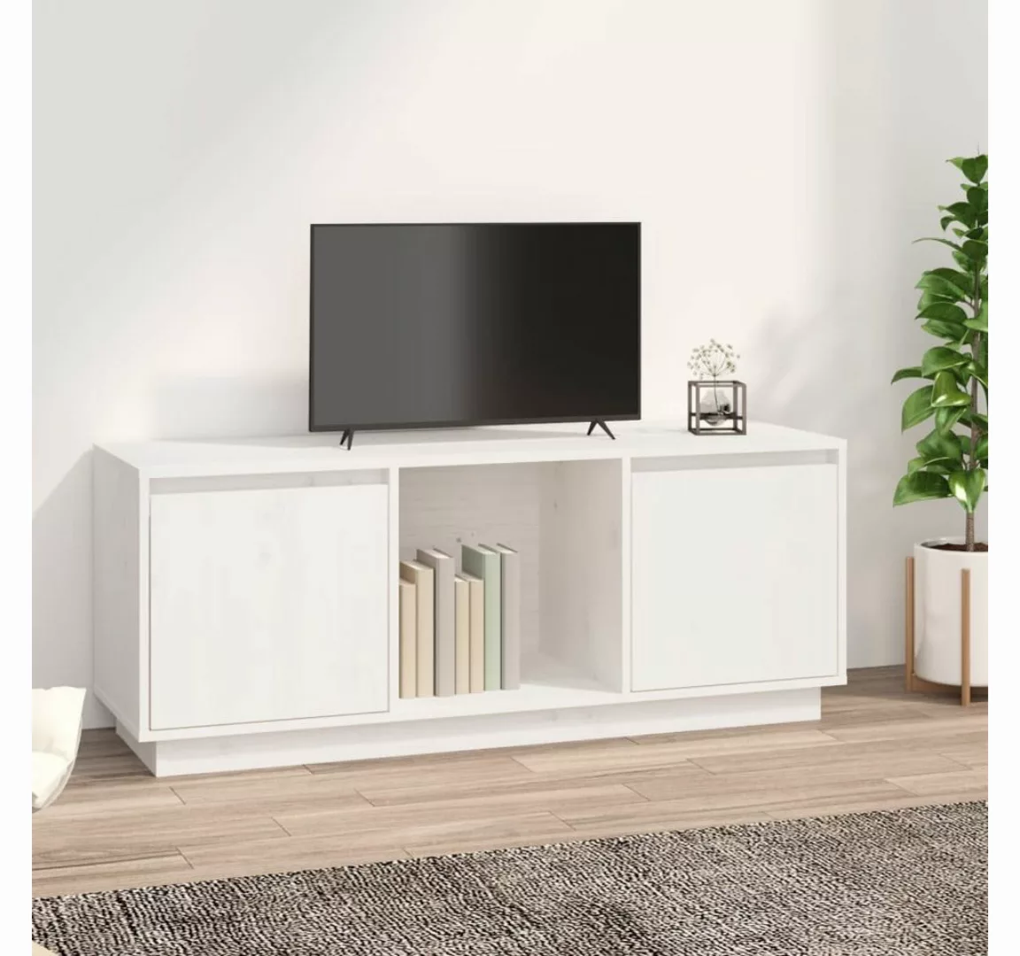 furnicato TV-Schrank Weiß 110,5x35x44 cm Massivholz Kiefer günstig online kaufen