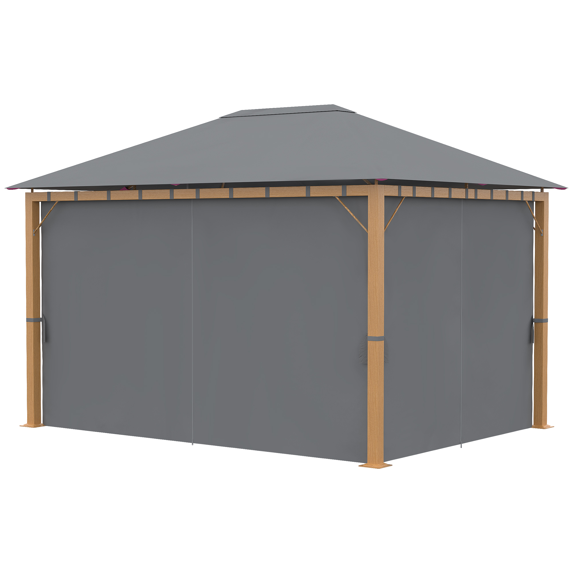 Outsunny Gartenpavillon 4 x 3 m Aluminium Pavillon mit Vorhängen und Polyes günstig online kaufen