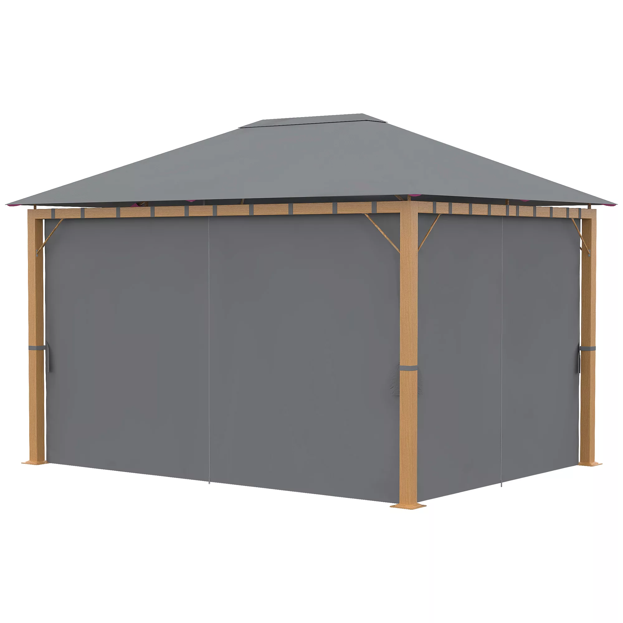 Outsunny Gartenpavillon 4 x 3 m Aluminium Pavillon mit Vorhängen und Polyes günstig online kaufen