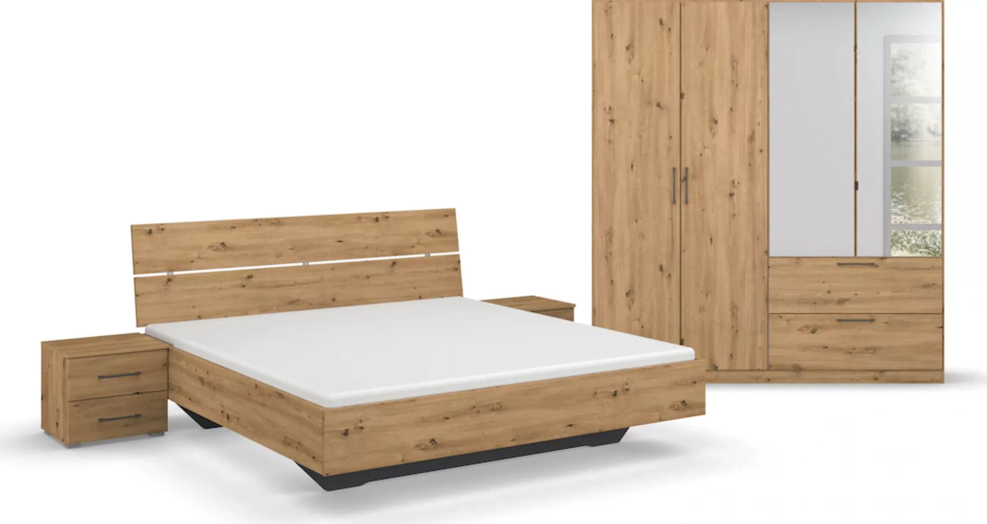 rauch Schlafzimmer-Set "Challenger", Schrank mit Spiegel in 2 Breiten, Bett günstig online kaufen