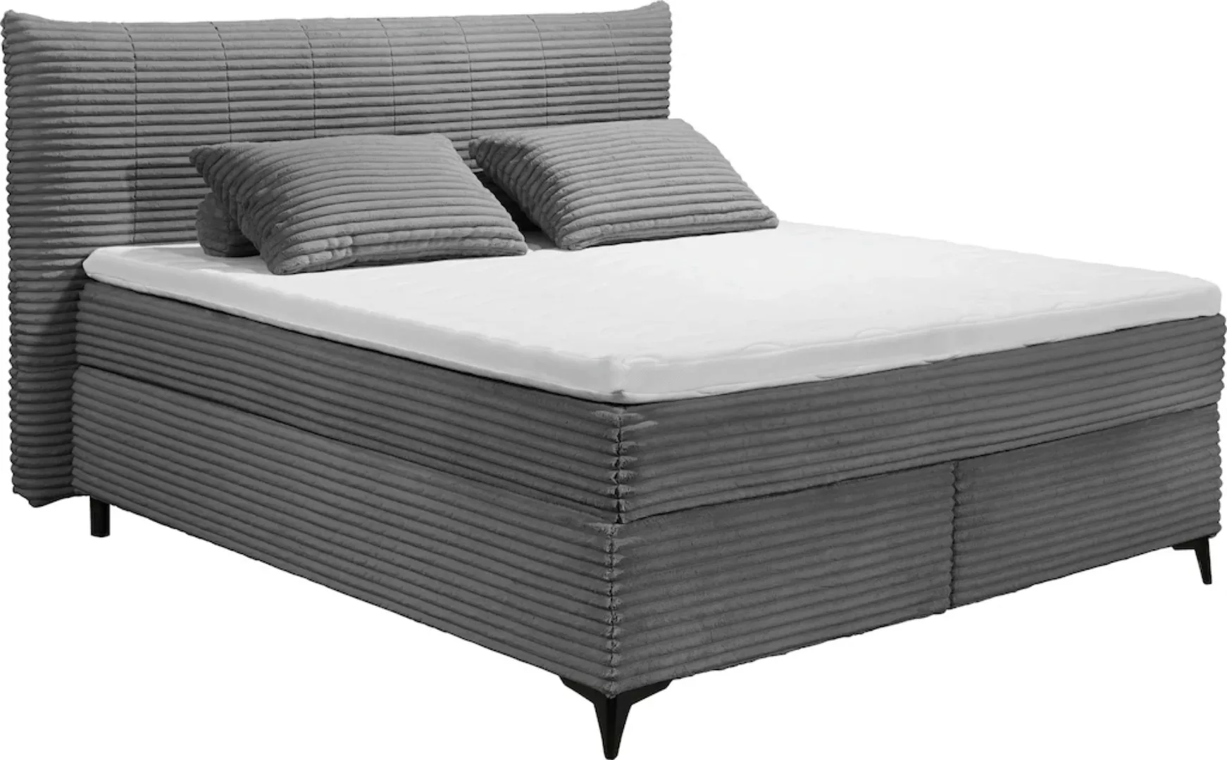 ED EXCITING DESIGN Boxspringbett "Seattle", harte Seite mit Kokosmatte, wei günstig online kaufen