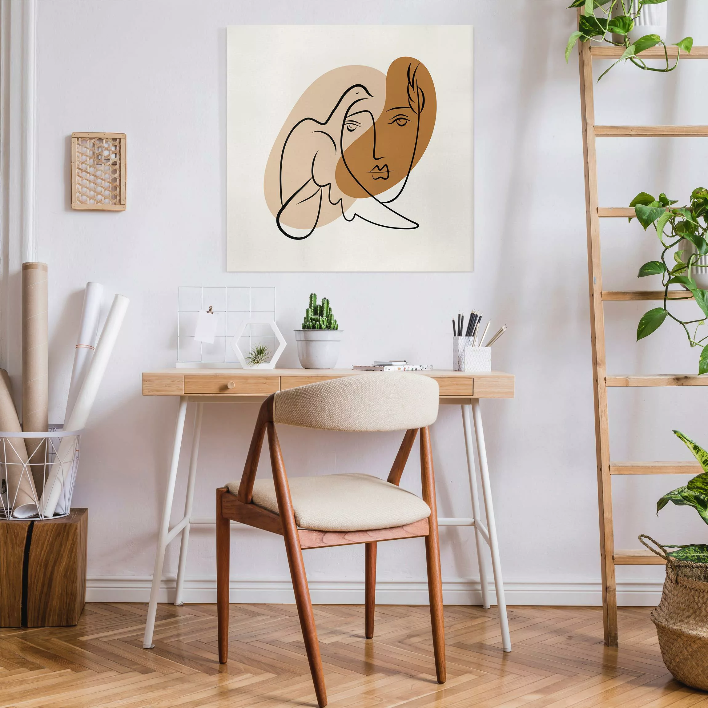 Leinwandbild Picasso Interpretation - Dame mit Taube günstig online kaufen