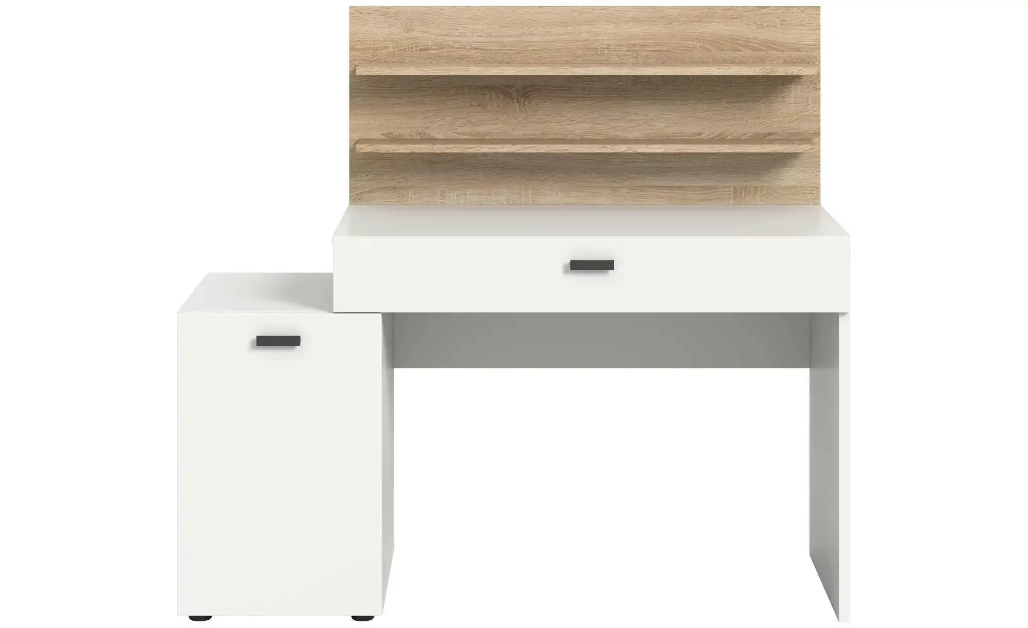 Schreibtisch Match weiß Eiche Sonoma Nachbildung B/H/T: ca. 130x117x54 cm günstig online kaufen