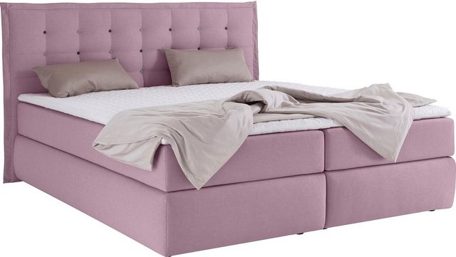 INOSIGN Boxspringbett "Sagres", Kopfteil mit 2farbiger Flatterbiese und zwe günstig online kaufen